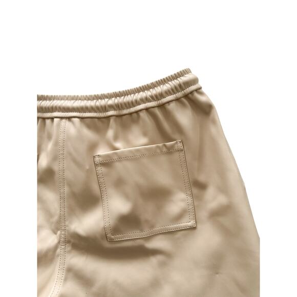 Jonathan Simkhai Noah Vanilla Cream Leather High Rise Vegan Leather Shorts L - Picture 5 of 9